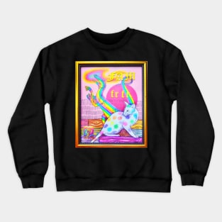 Rainbow Dinosaur Cat Coloring Book Collage Framed Art Fam Fr Fr Y2K Design Crewneck Sweatshirt